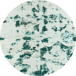 Round Machine Washable Abstract Light Gray Rug, wshabs1131