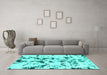 Machine Washable Abstract Turquoise Modern Area Rugs in a Living Room,, wshabs1131turq