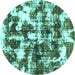 Round Abstract Turquoise Modern Rug, abs1132turq