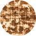 Round Machine Washable Abstract Orange Modern Area Rugs, wshabs1132org