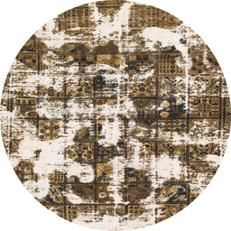 Round Machine Washable Abstract Red Brown Rug, wshabs1132