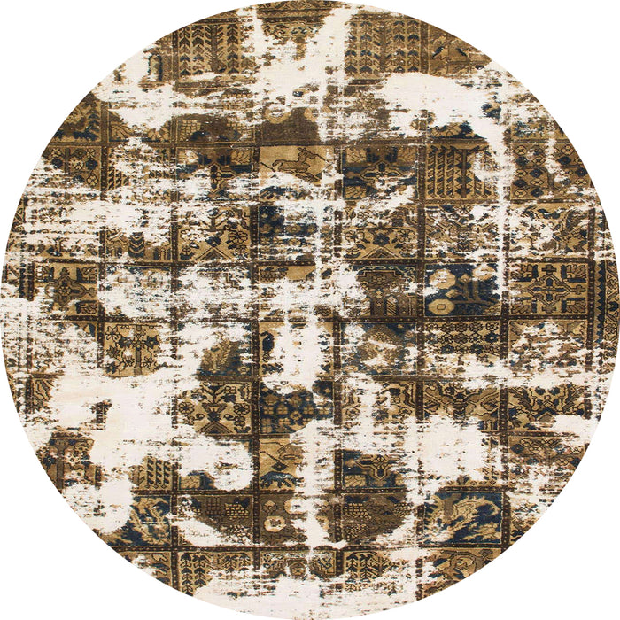 Round Machine Washable Abstract Red Brown Rug, wshabs1132