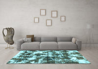 Machine Washable Abstract Light Blue Modern Rug, wshabs1132lblu