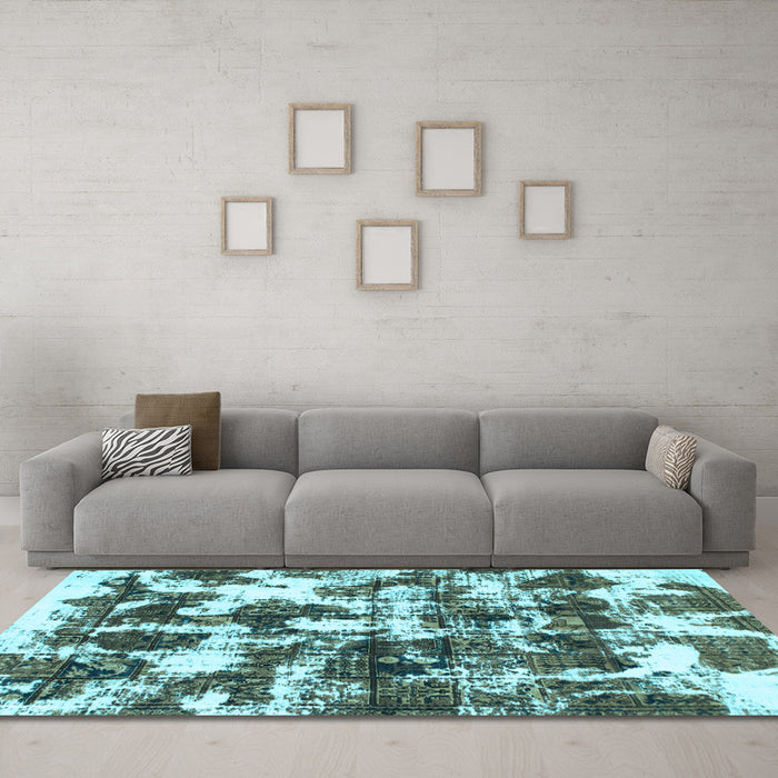 Machine Washable Abstract Light Blue Modern Rug in a Living Room, wshabs1132lblu