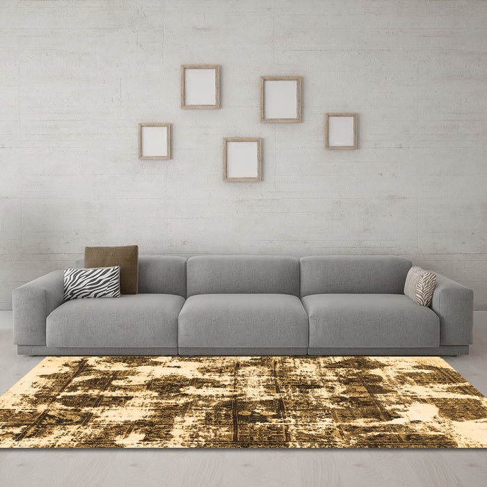 Machine Washable Abstract Brown Modern Rug in a Living Room,, wshabs1132brn