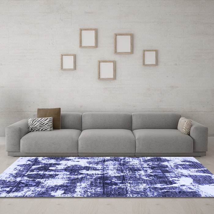 Machine Washable Abstract Blue Modern Rug in a Living Room, wshabs1132blu