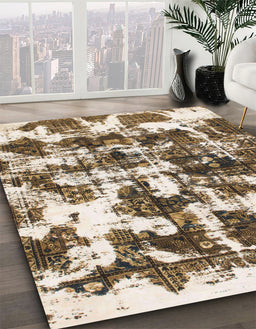 Machine Washable Abstract Red Brown Rug in a Family Room, wshabs1132