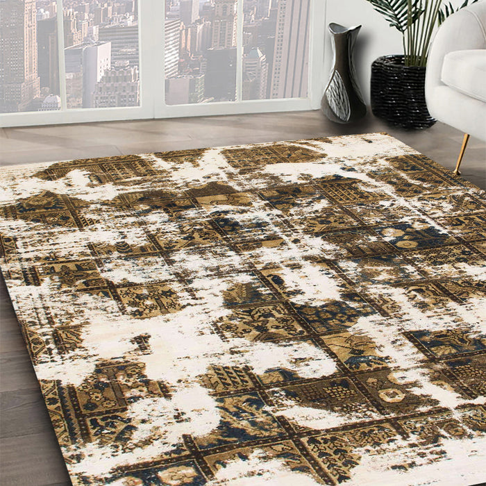 Machine Washable Abstract Red Brown Rug in a Family Room, wshabs1132