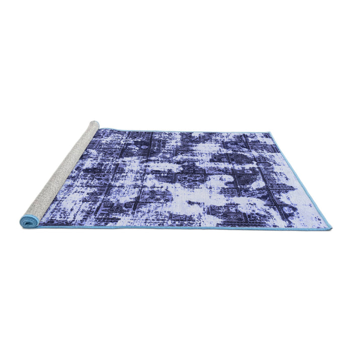 Sideview of Machine Washable Abstract Blue Modern Rug, wshabs1132blu