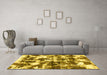 Machine Washable Abstract Yellow Modern Rug in a Living Room, wshabs1132yw