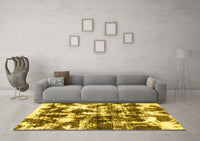 Machine Washable Abstract Yellow Modern Rug, wshabs1132yw