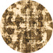 Round Abstract Brown Modern Rug, abs1132brn