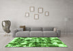 Machine Washable Abstract Green Modern Area Rugs in a Living Room,, wshabs1132grn