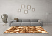 Machine Washable Abstract Orange Modern Area Rugs in a Living Room, wshabs1132org