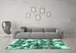 Machine Washable Abstract Turquoise Modern Area Rugs in a Living Room,, wshabs1132turq