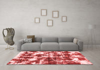 Machine Washable Abstract Red Modern Rug, wshabs1132red