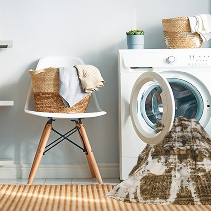 Machine Washable Abstract Red Brown Rug in a Washing Machine, wshabs1132