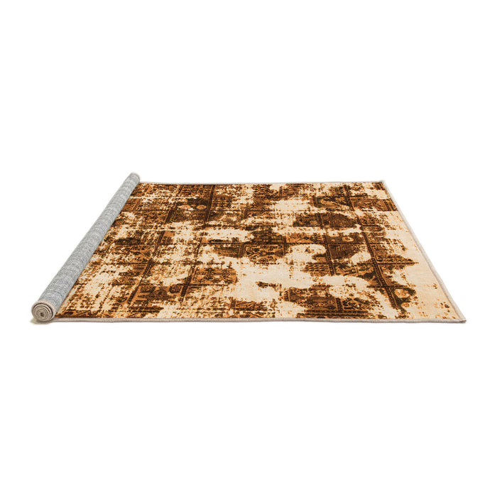 Sideview of Machine Washable Abstract Orange Modern Area Rugs, wshabs1132org