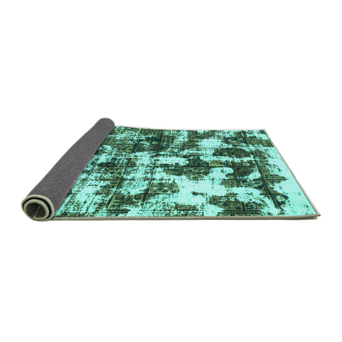 Sideview of Abstract Turquoise Modern Rug, abs1132turq