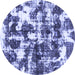Round Machine Washable Abstract Blue Modern Rug, wshabs1132blu