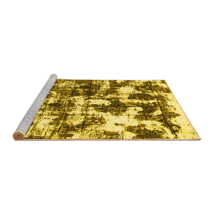 Sideview of Machine Washable Abstract Yellow Modern Rug, wshabs1132yw