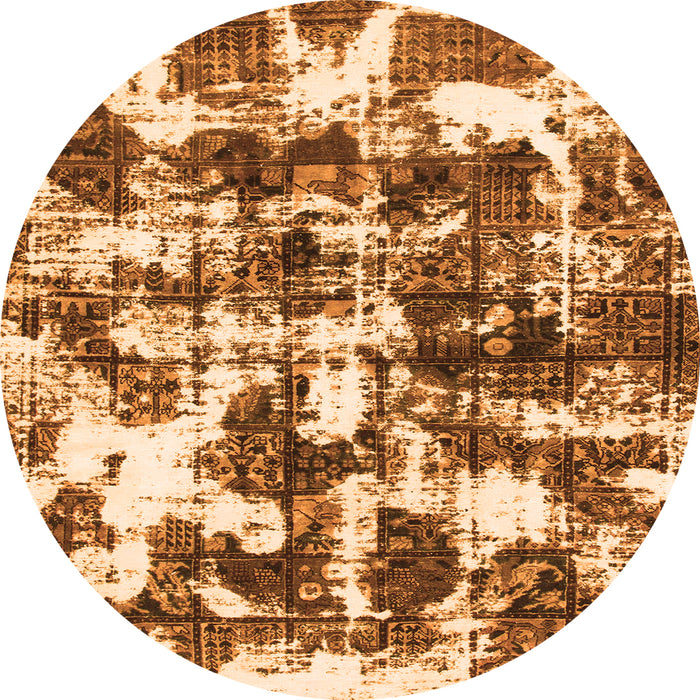 Round Abstract Orange Modern Rug, abs1132org
