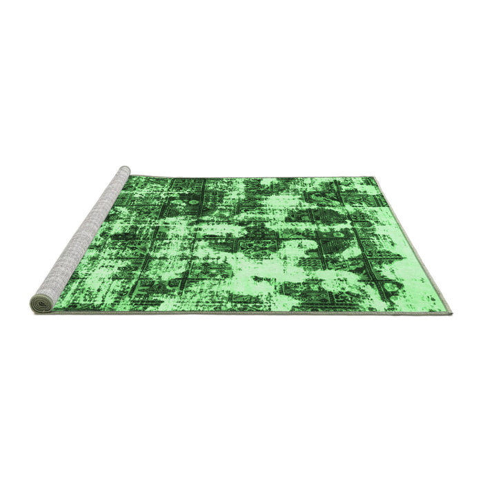 Sideview of Machine Washable Abstract Emerald Green Modern Area Rugs, wshabs1132emgrn