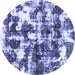 Round Abstract Blue Modern Rug, abs1132blu