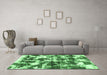 Machine Washable Abstract Emerald Green Modern Area Rugs in a Living Room,, wshabs1132emgrn