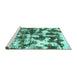 Sideview of Machine Washable Abstract Turquoise Modern Area Rugs, wshabs1132turq