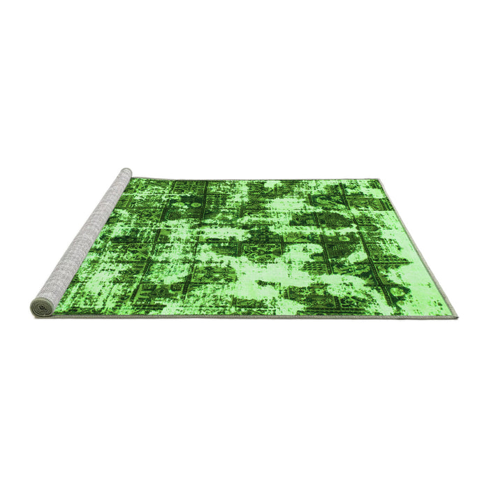 Sideview of Machine Washable Abstract Green Modern Area Rugs, wshabs1132grn