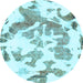 Round Machine Washable Abstract Light Blue Modern Rug, wshabs1133lblu