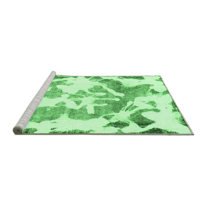 Sideview of Machine Washable Abstract Emerald Green Modern Area Rugs, wshabs1133emgrn