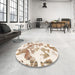 Abstract Champagne Beige Modern Rug in a Kitchen, abs1133