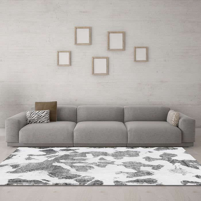 Machine Washable Abstract Gray Modern Rug in a Living Room,, wshabs1133gry