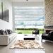 Square Abstract Champagne Beige Modern Rug in a Living Room, abs1133