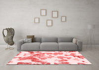 Machine Washable Abstract Red Modern Rug, wshabs1133red