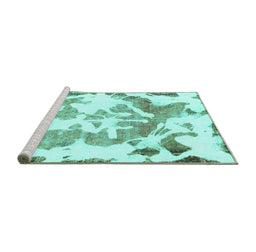 Sideview of Machine Washable Abstract Turquoise Modern Area Rugs, wshabs1133turq