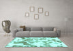 Machine Washable Abstract Turquoise Modern Area Rugs in a Living Room,, wshabs1133turq