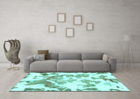 Machine Washable Abstract Turquoise Modern Rug, wshabs1133turq