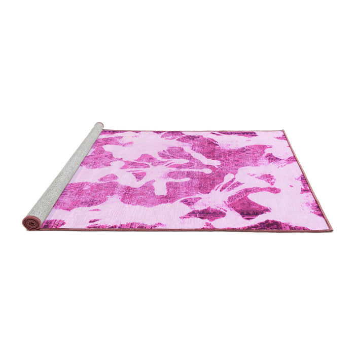 Sideview of Machine Washable Abstract Pink Modern Rug, wshabs1133pnk