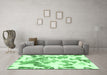 Machine Washable Abstract Emerald Green Modern Area Rugs in a Living Room,, wshabs1133emgrn