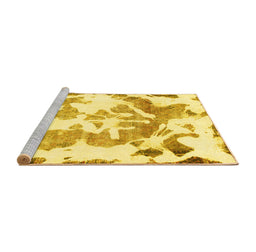 Sideview of Machine Washable Abstract Yellow Modern Rug, wshabs1133yw