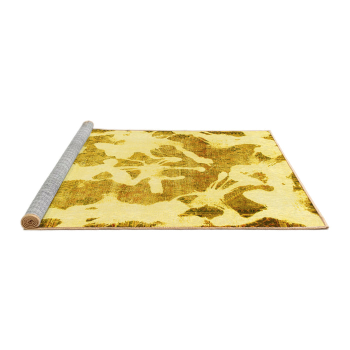 Sideview of Machine Washable Abstract Yellow Modern Rug, wshabs1133yw