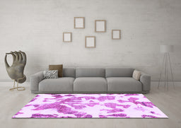 Machine Washable Abstract Purple Modern Area Rugs in a Living Room, wshabs1133pur