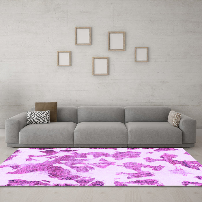 Machine Washable Abstract Purple Modern Area Rugs in a Living Room, wshabs1133pur