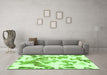 Machine Washable Abstract Green Modern Area Rugs in a Living Room,, wshabs1133grn