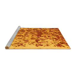 Sideview of Machine Washable Abstract Yellow Modern Rug, wshabs1134yw