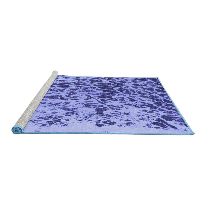Sideview of Machine Washable Abstract Blue Modern Rug, wshabs1134blu