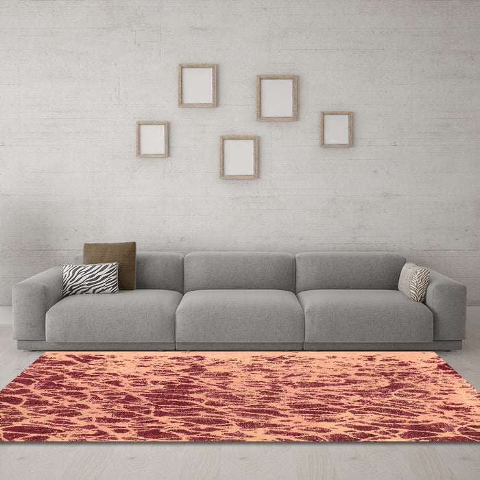 Machine Washable Abstract Brown Modern Rug in a Living Room,, wshabs1134brn